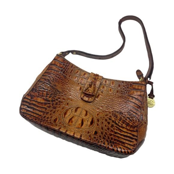 Brahmin Handbags - Brahmin Crocodile Embossed Genuine Leather Brown Handbag